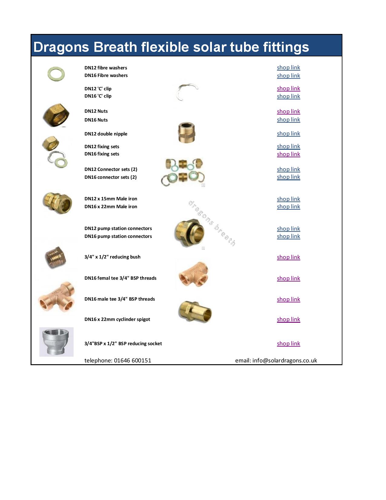 Dragons Breath Solar hot water components solar hot water list of parts